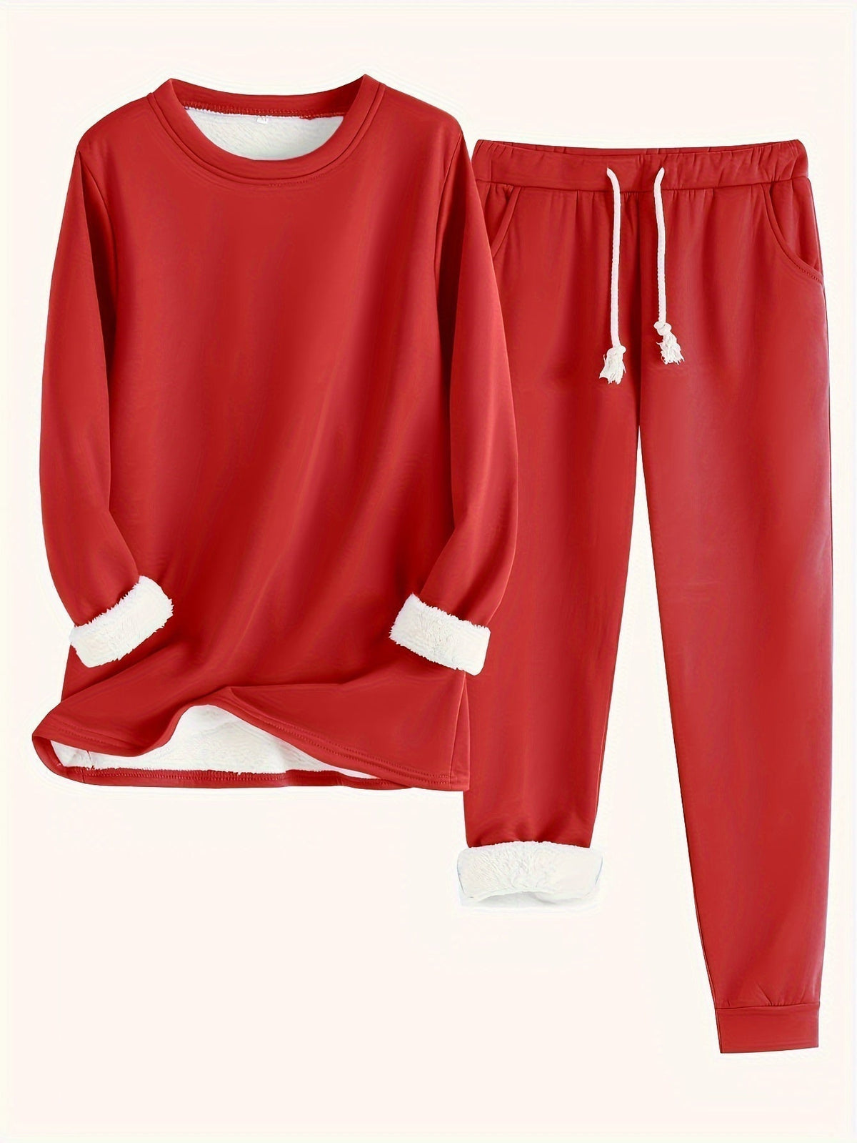 Reneé | Crew Neck Two-Piece Lounge Set with Pockets for Women