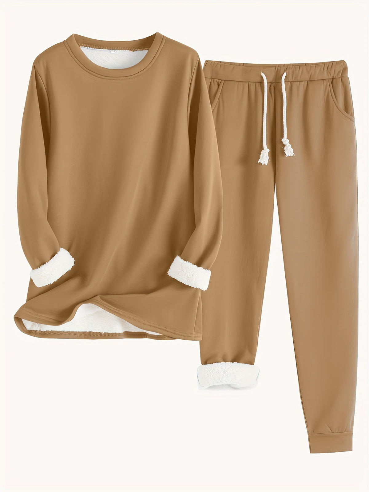 Reneé | Crew Neck Two-Piece Lounge Set with Pockets for Women