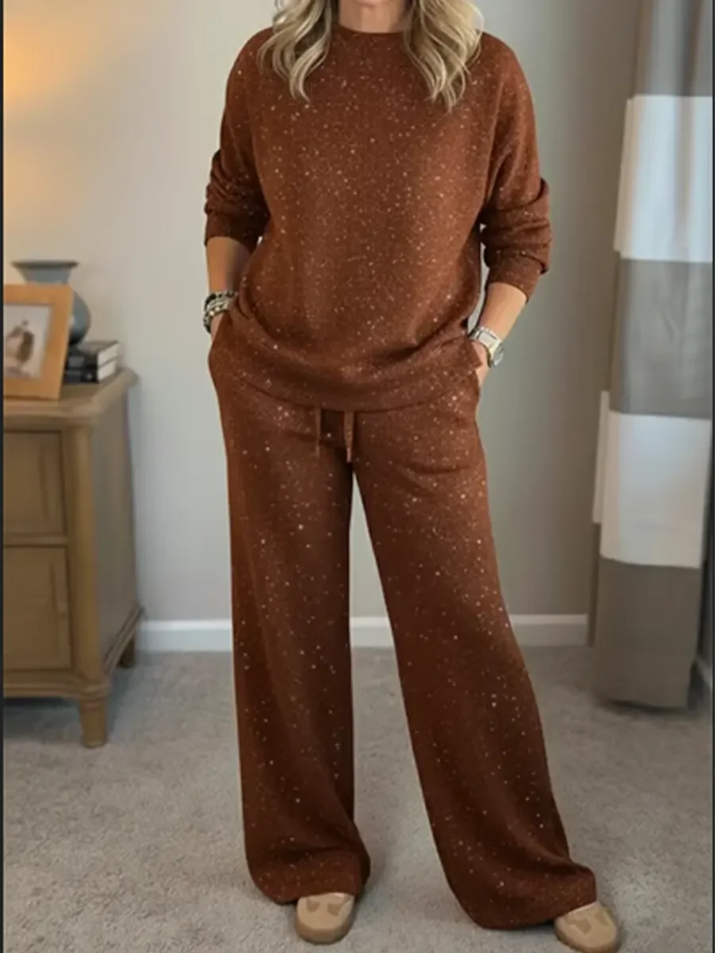 Nadalorienne | Ribbed Crew Neck Pullover & Jogger Lounge Set