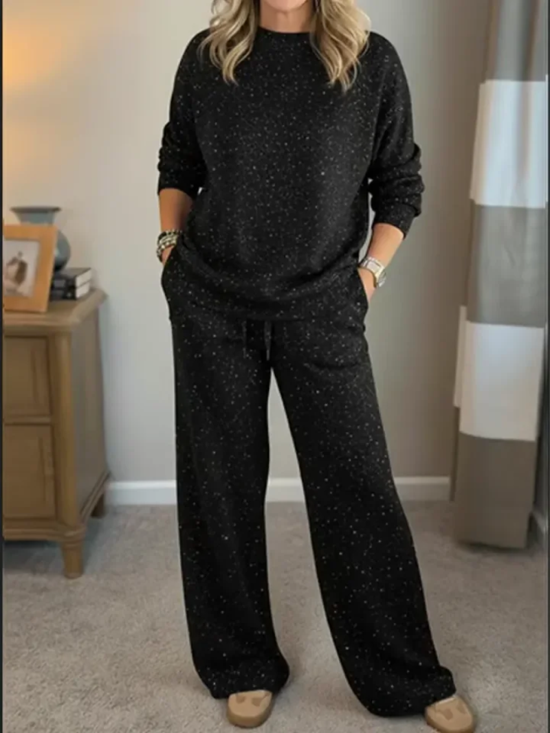 Nadalorienne | Ribbed Crew Neck Pullover & Jogger Lounge Set
