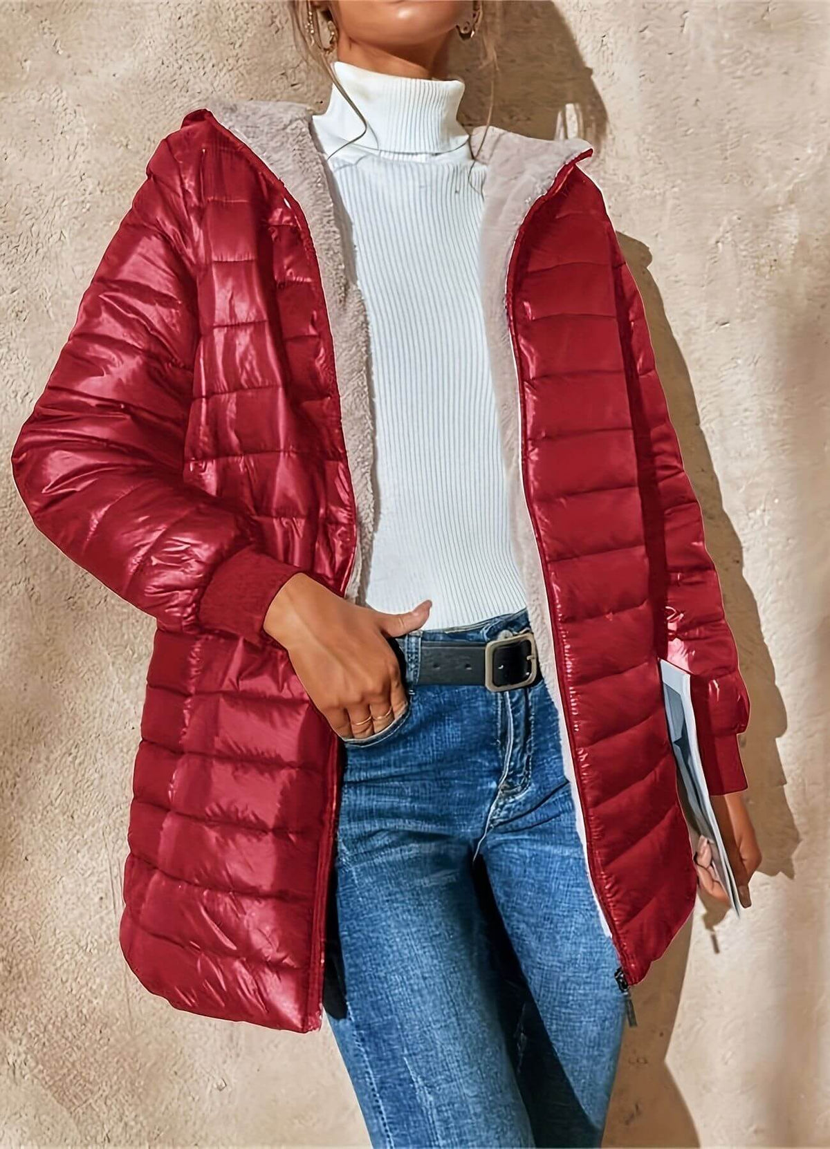 Mireille | Sherpa-Lined Longline Puffer Jacket for Women