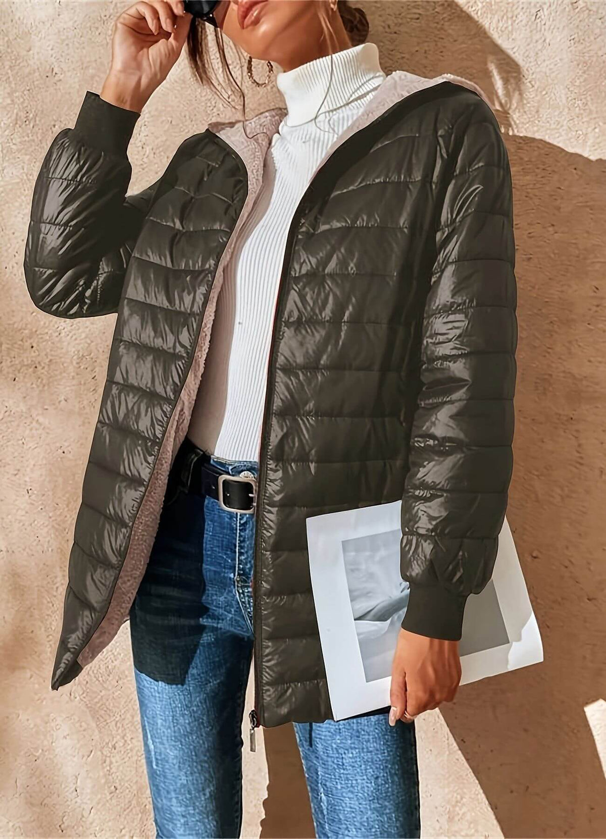 Mireille | Sherpa-Lined Longline Puffer Jacket for Women