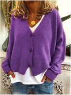 Ivara | Ribbed V-Neck Button-Front Cardigan for Women