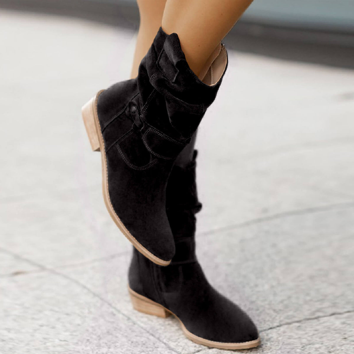Esther | Slim Ankle Boots with Textured Finish for Women