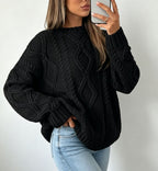 Theodora | Cable Knit Crew Neck Oversized Sweater for Women