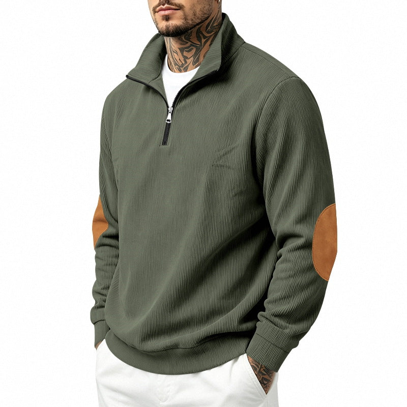 Tuur | Quarter-Zip Ribbed Stand Collar Sweatshirt for Men