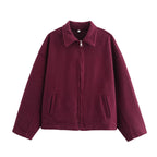 Rosemarie | Oversized Collared Zip-Front Cropped Jacket for Women