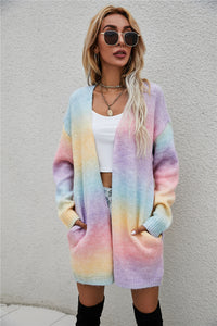 Elspeth | Tie-Dye Ombre Longline Open-Front Cardigan for Women