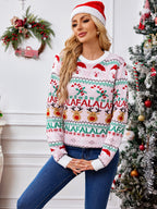 Mira | Fair Isle Reindeer Crew Neck Christmas Sweater for Women