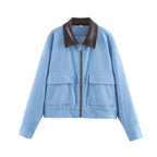Gemma | Corduroy Zip-Front Jacket with Contrast Collar for Women
