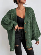 Justine | Cable Knit Button-Front Cardigan for Women