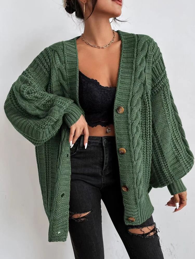 Justine | Cable Knit Button-Front Cardigan for Women