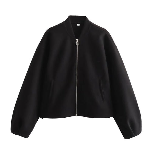 Colombe | Stand Collar Zip-Front Cropped Bomber Jacket for Women
