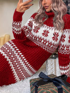 Griet | Fair Isle Snowflake Christmas Dress Sweater for Women