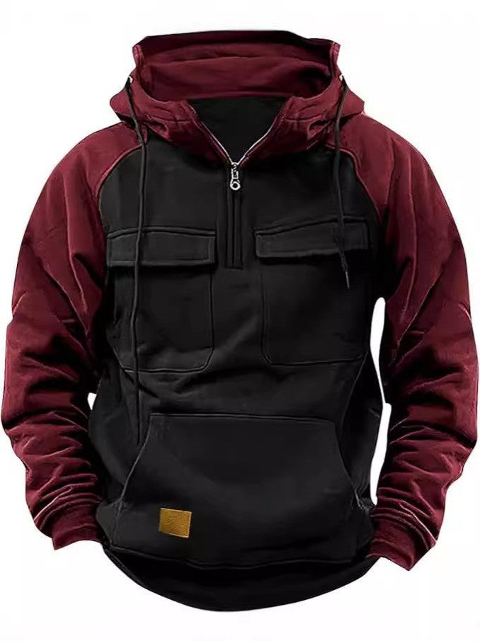 Trevor | Color-Block Multi-Pocket Half-Zip Hoodie for Men