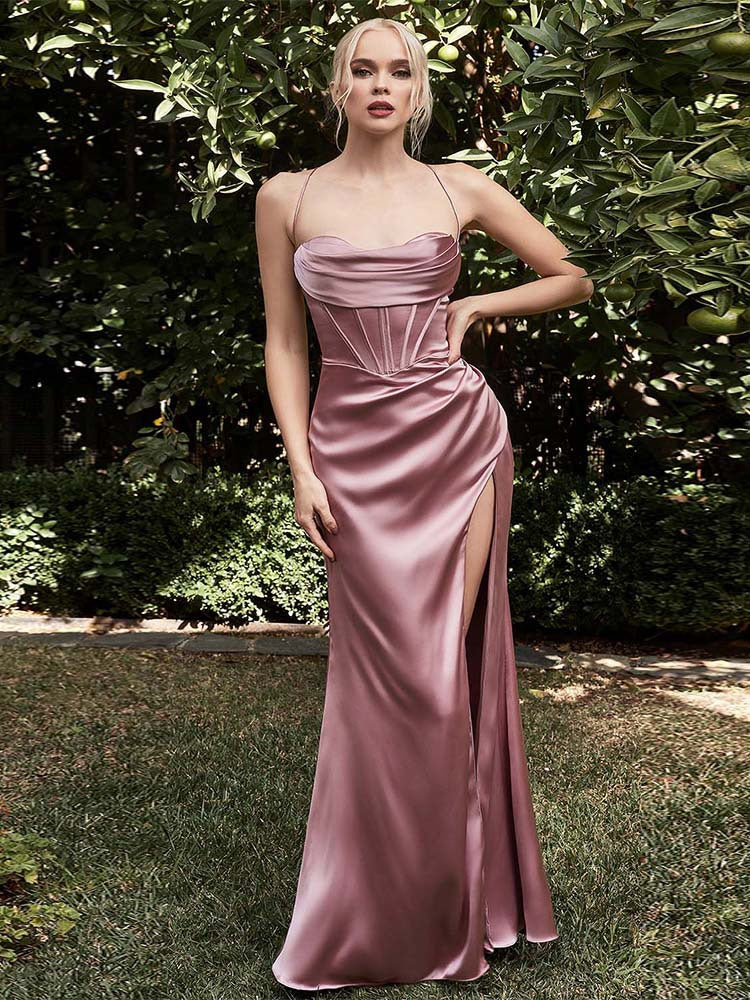 Fabiana | Christmas Dress Satin Cowl Neck Maxi for Women