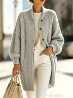 Nadalene | Cable Knit Longline Cardigan for Women