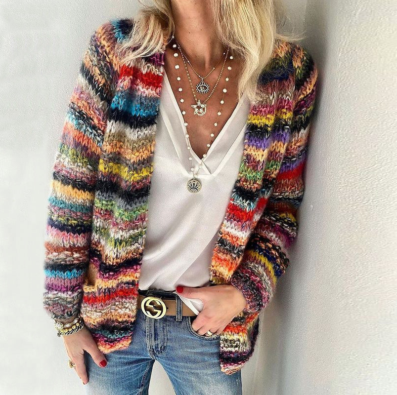 Peggy | Striped Knit Open-Front Cardigan for Women