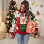 Metta | Patchwork Jacquard Christmas Sweater for Women