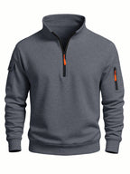 Piet | Quilted Stand Collar Zip-Front Hoodie for Men