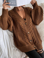 Justine | Cable Knit Button-Front Cardigan for Women