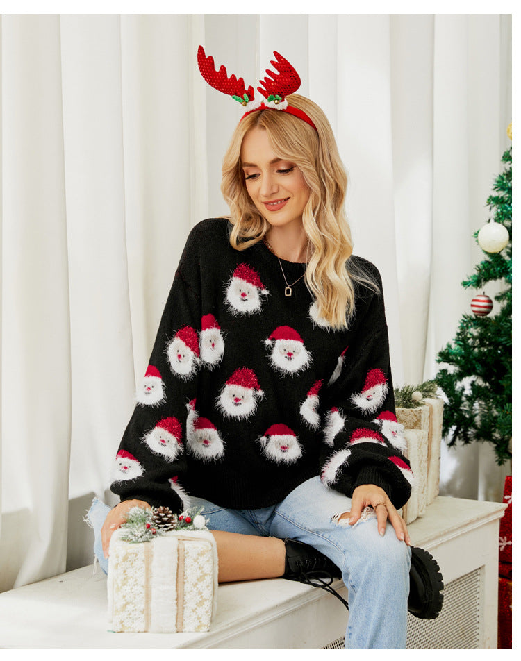 Marielena | Santa Claus Print Christmas Sweater for Women