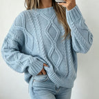 Theodora | Cable Knit Crew Neck Oversized Sweater for Women