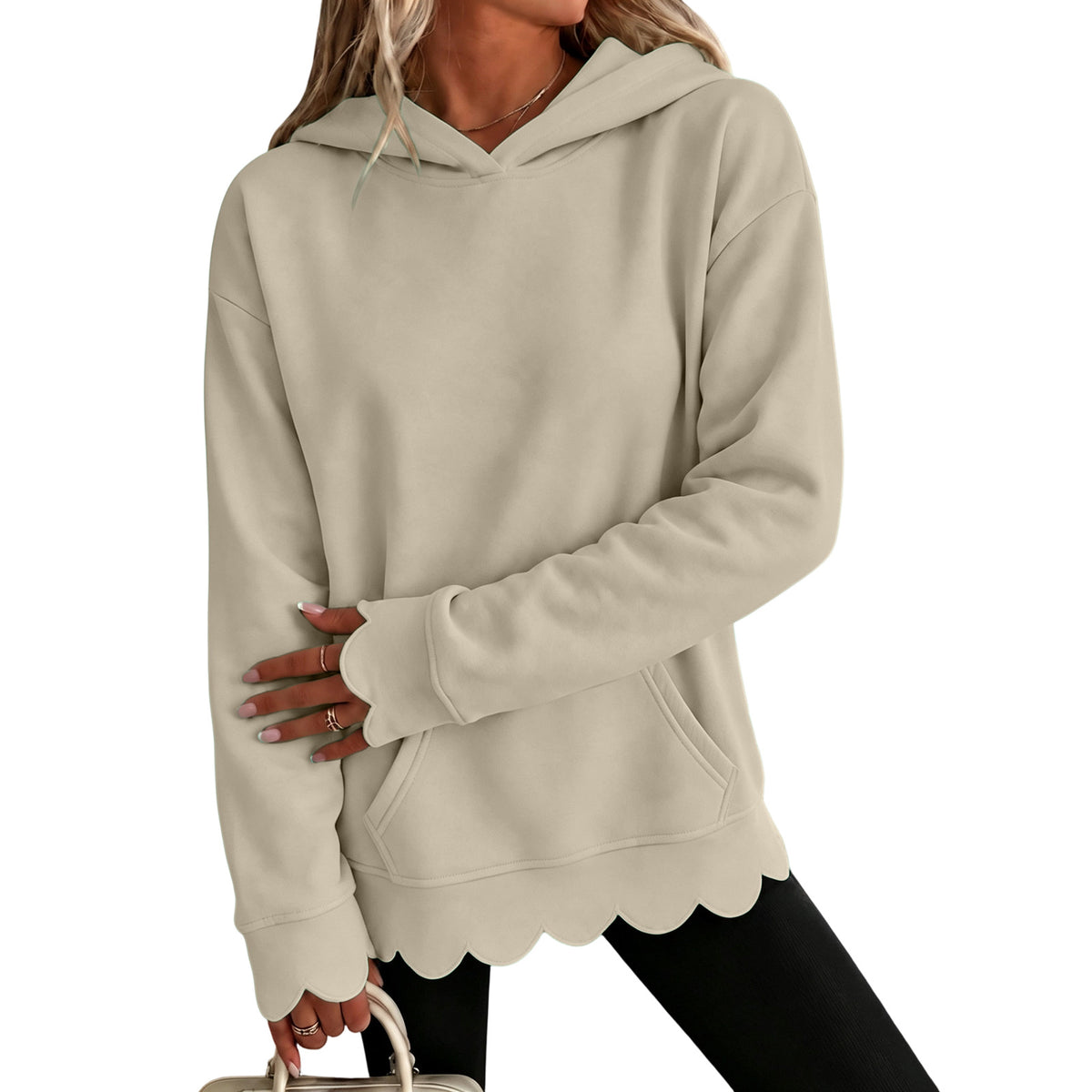 Zeliha | Scalloped Hem Hoodie for Women