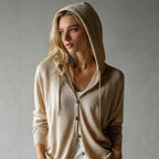 Doortje | Ribbed Knit Hoodie Cardigan with Button Front for Women