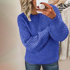 Bo | Ribbed Crew Neck Lantern Sleeve Sweater for Women
