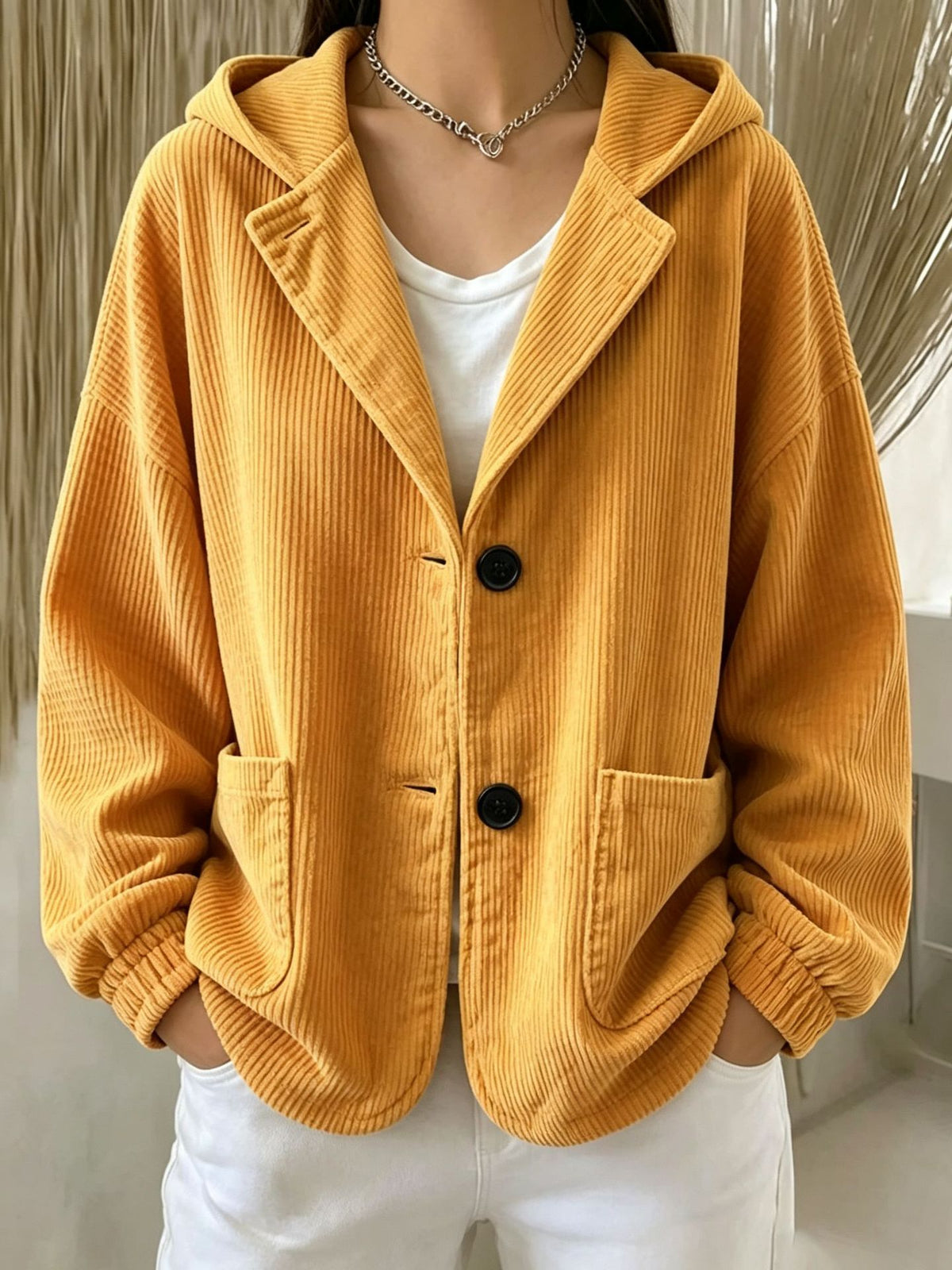 Wivina | Ribbed Corduroy Hoodie Jacket for Women