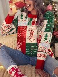 Metta | Patchwork Jacquard Christmas Sweater for Women
