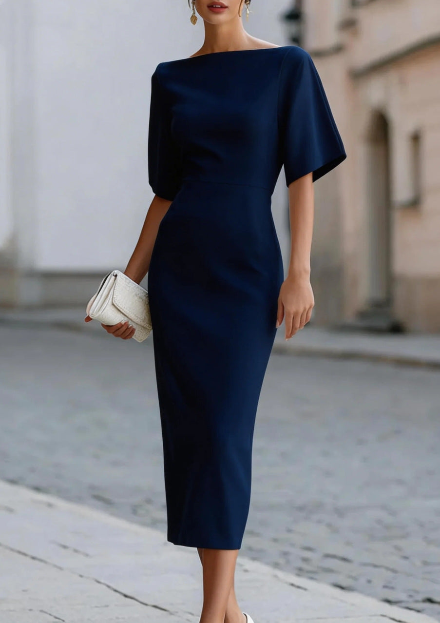 Julianne Christmas Dress | Boat Neck Bodycon Midi for Women