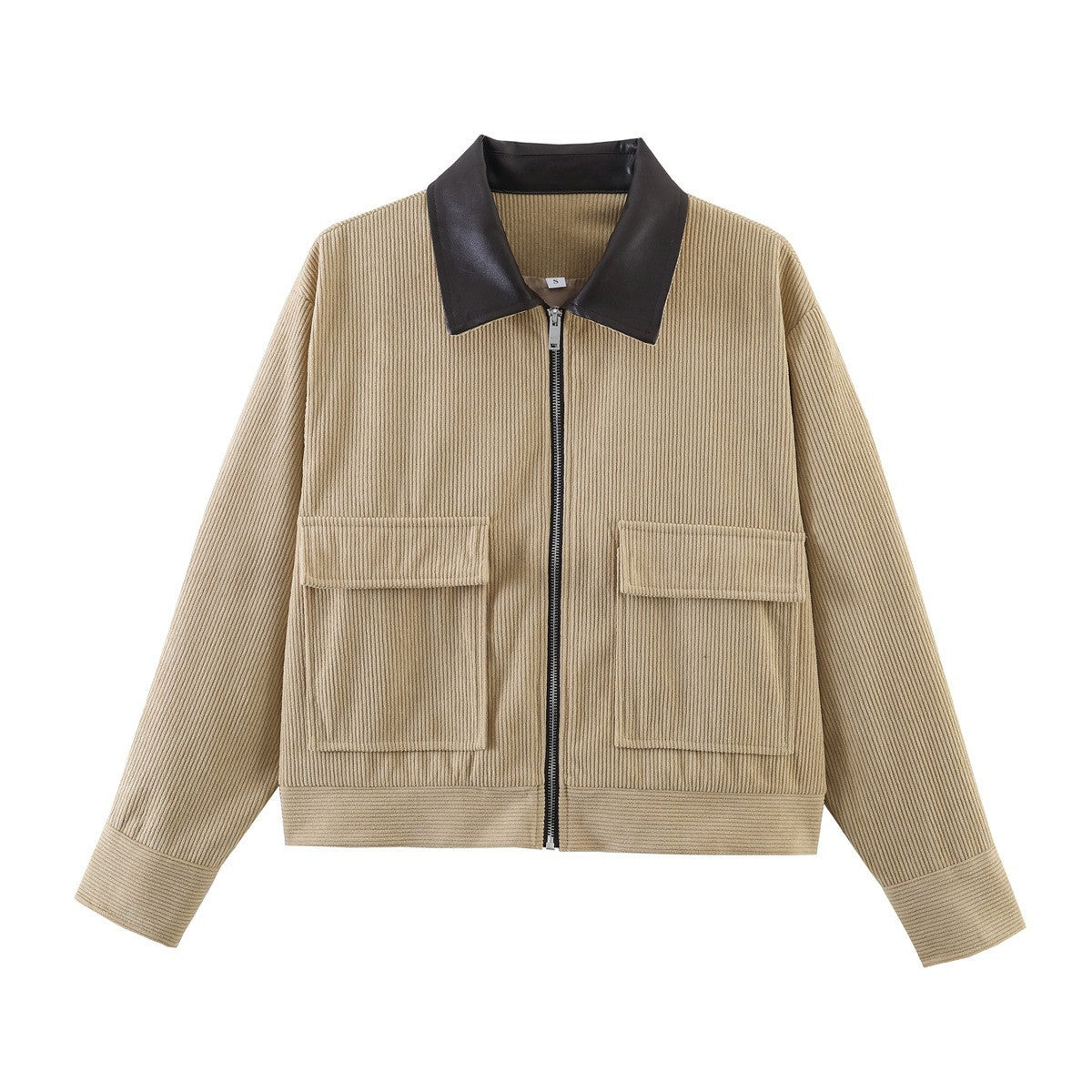 Gemma | Corduroy Zip-Front Jacket with Contrast Collar for Women