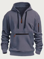 Osbert | Zip-Front Quilted Hoodie with Multi Pocket for Men
