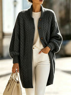 Nadalene | Cable Knit Longline Cardigan for Women