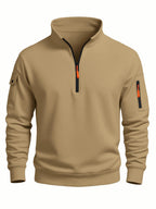 Piet | Quilted Stand Collar Zip-Front Hoodie for Men