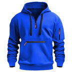 Osbert | Zip-Front Quilted Hoodie with Multi Pocket for Men