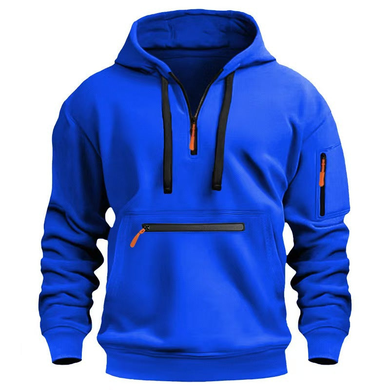 Osbert | Zip-Front Quilted Hoodie with Multi Pocket for Men