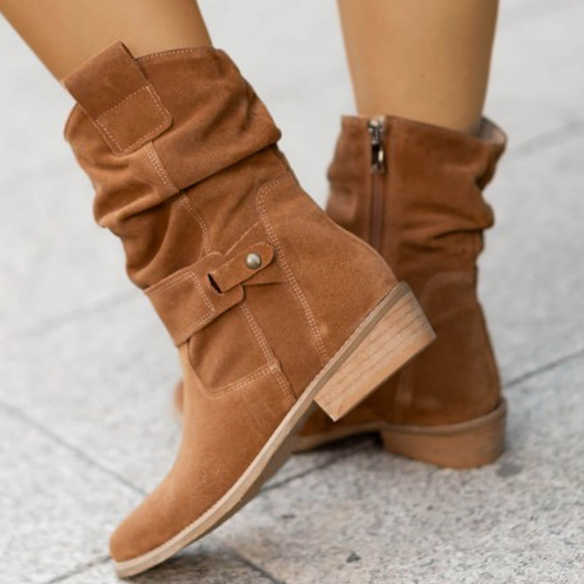 Esther | Slim Ankle Boots with Textured Finish for Women