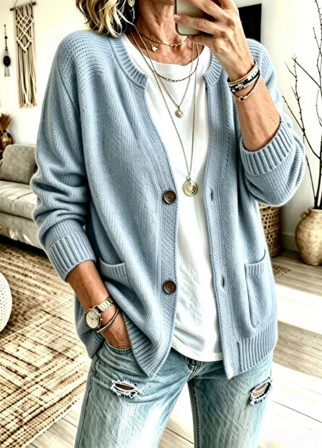 Desirée | Ribbed Open-Front Pocket Cardigan for Women