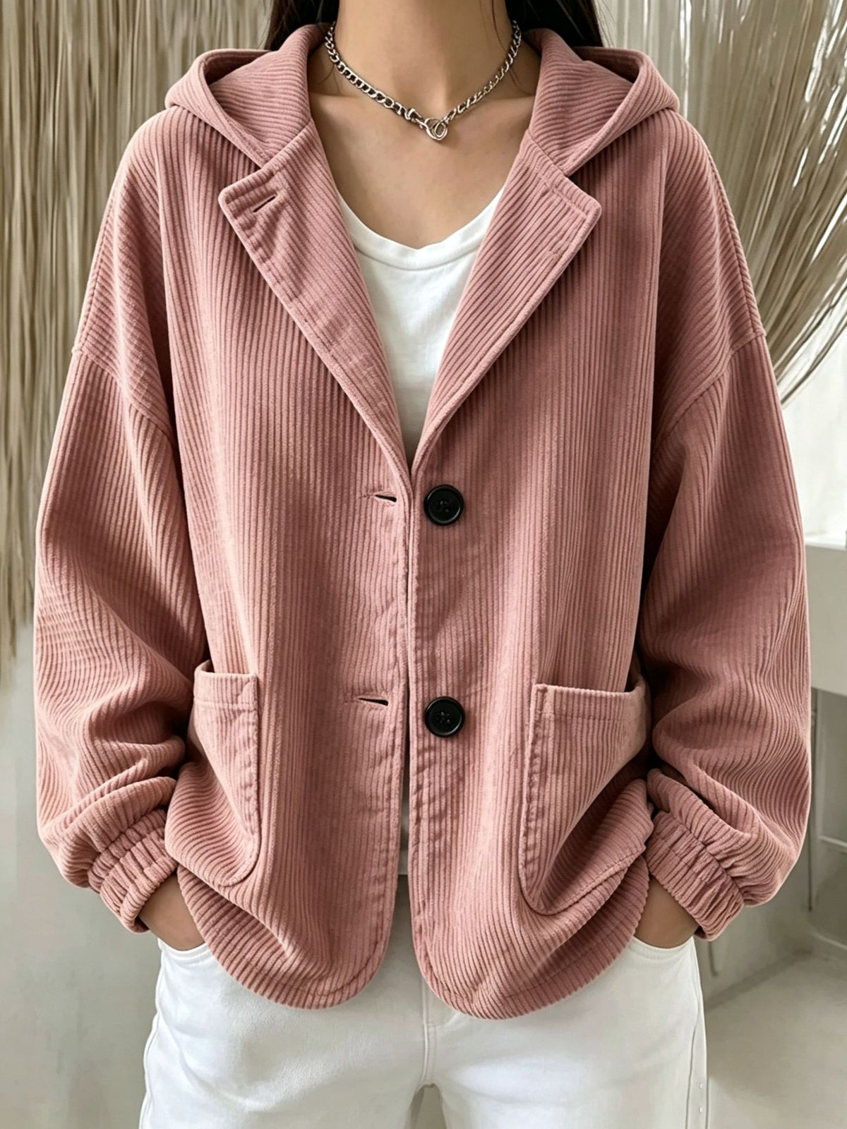 Wivina | Ribbed Corduroy Hoodie Jacket for Women