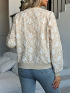 Idske | Floral Jacquard Zip-Front Bomber Jacket for Women