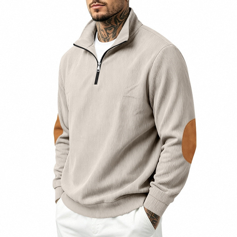 Tuur | Quarter-Zip Ribbed Stand Collar Sweatshirt for Men