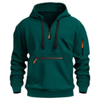 Osbert | Zip-Front Quilted Hoodie with Multi Pocket for Men