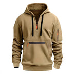 Osbert | Zip-Front Quilted Hoodie with Multi Pocket for Men