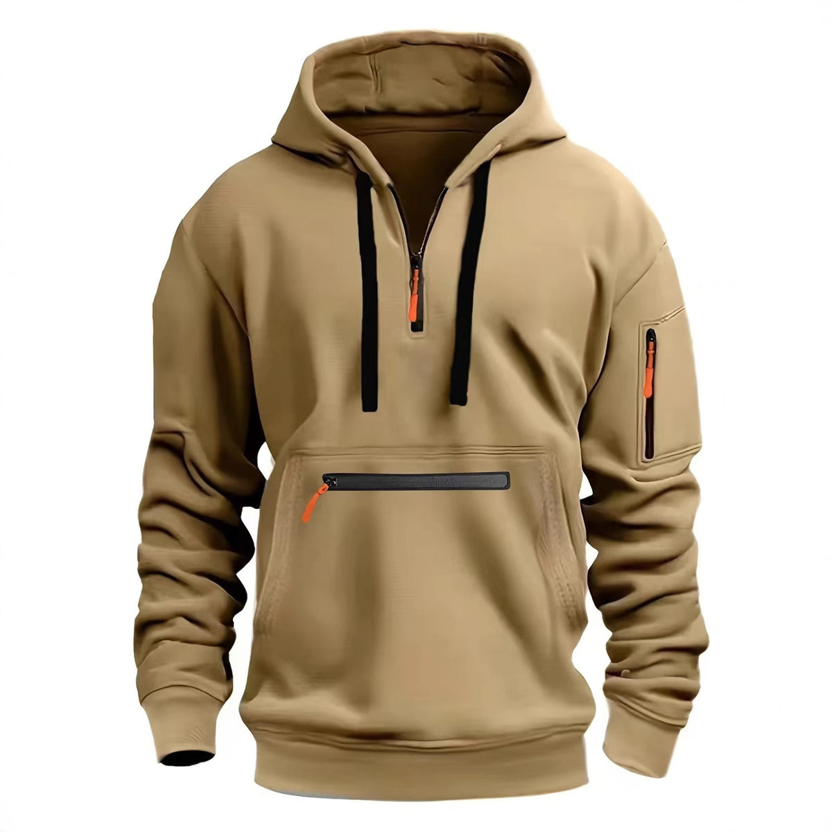 Osbert | Zip-Front Quilted Hoodie with Multi Pocket for Men