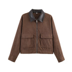 Gemma | Corduroy Zip-Front Jacket with Contrast Collar for Women