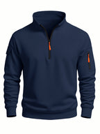 Piet | Quilted Stand Collar Zip-Front Hoodie for Men