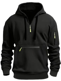 Osbert | Zip-Front Quilted Hoodie with Multi Pocket for Men